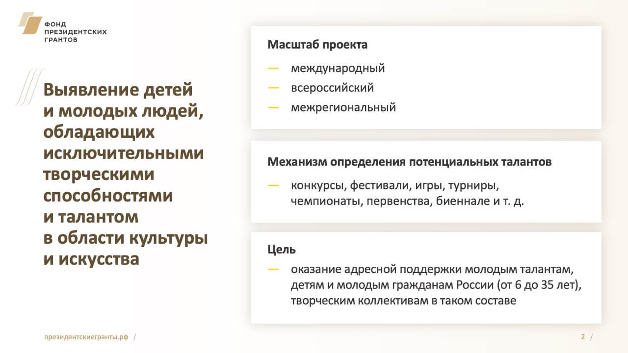 Выявление и поддержка молодых талантов в области культуры и искусства